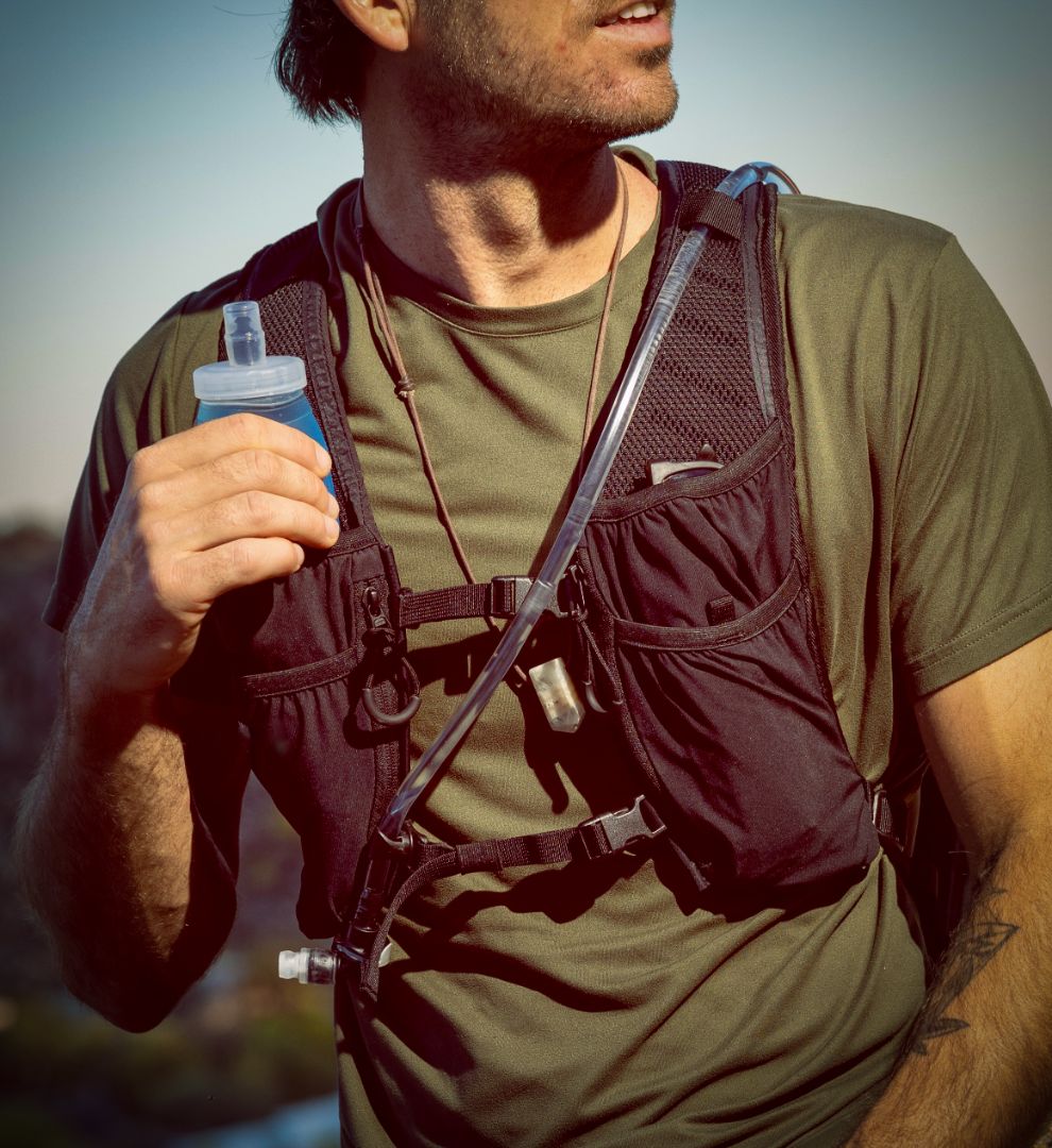 Hiker wearing the hiKin Rim to Rim Pack
