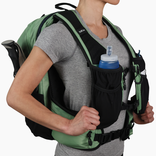 Three-quarter front view of the sage green Canyon Elite 25 hiking backpack